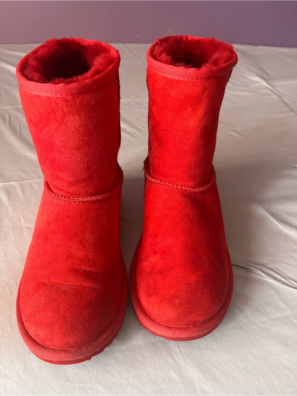 UGG Kids Red Plush-Lined Classic Short Boots